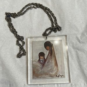 Ted DeGrazia signed Navajo Mother pendant necklace used